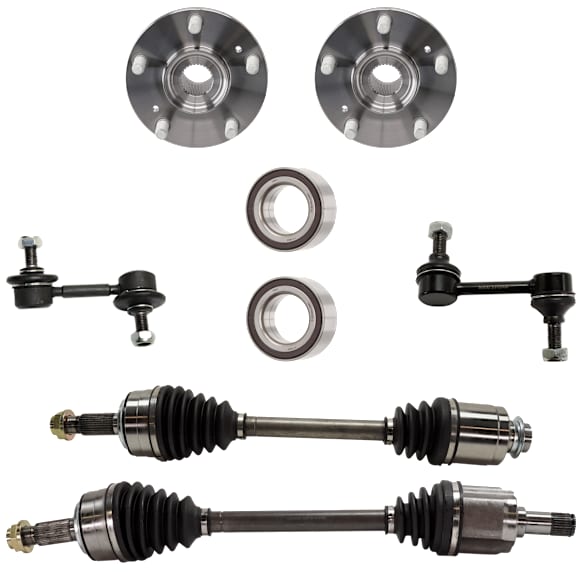 8-Piece Kit Front, Driver and Passenger Side Axle Assembly - New 8-Piece Kit, 3.5L, 6Cyl, Includes (2) Wheel Hub, (2) Sway Bar Link, (2) Axle Assembly and (2) Wheel Bearing