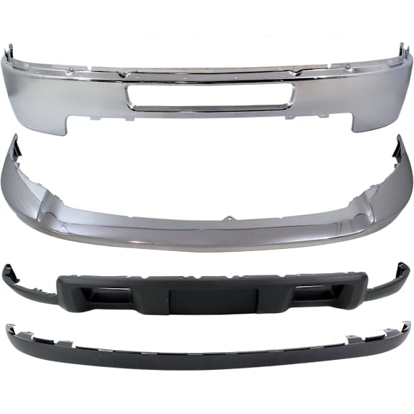 2011 Chevrolet Silverado 2500 HD LT - 4-Piece Kit Front Bumper, Chrome, Includes (1) Bumper, (1) Bumper Trim, and (2) Valance