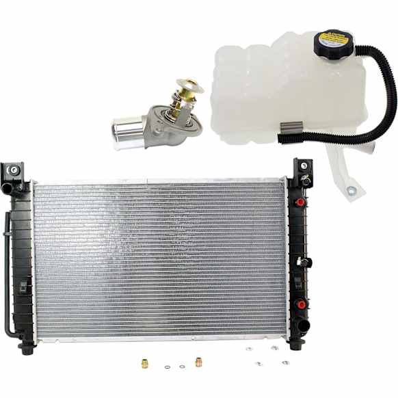 3-Piece Kit Radiator, Includes (1) Radiator, (1) Coolant Reservoir and (1) Thermostat Housing