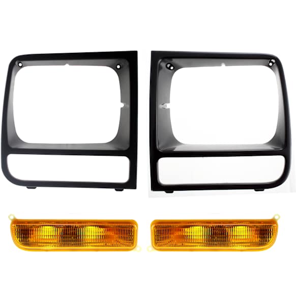 2000 Jeep Cherokee - 4-Piece Kit Driver and Passenger Side Headlight Door,  Includes (2) Headlight Door and (2) Turn Signal Light