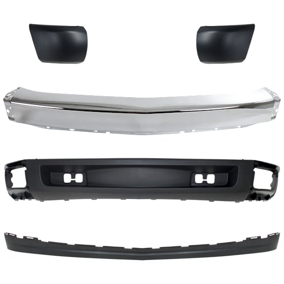 2008 Chevrolet Silverado 1500 - 5-Piece Kit Front, Driver and Passenger Side, Lower Bumper, Chrome,  Includes (1) Bumper, (2) Bumper End, and (2) Valance
