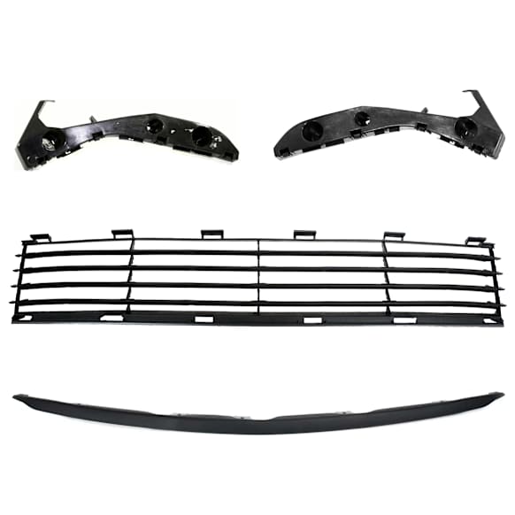 4-Piece Kit Front, Driver and Passenger Side, Lower Valance, Cover Spoiler, Textured Includes (2) Bumper Bracket, (1) Bumper Grille, and (1) Valance
