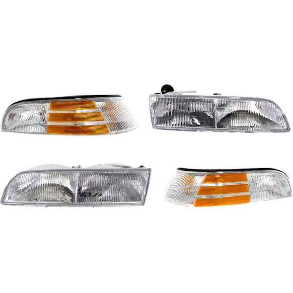 4-Piece Kit, Driver and Passenger Side Halogen Corner Light, Without bulb(s), Includes (2) Corner Light and (2) Headlight