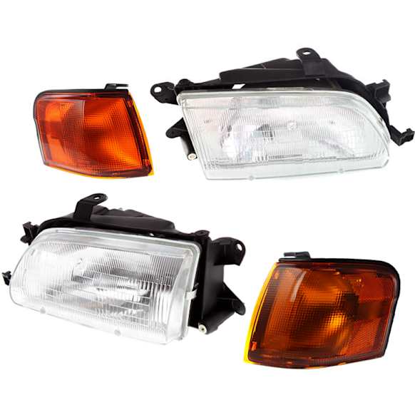 4-Piece Kit Driver and Passenger Side Halogen Headlight, With bulb(s), OE Replacement, Includes (2) Headlight and (2) Corner Light