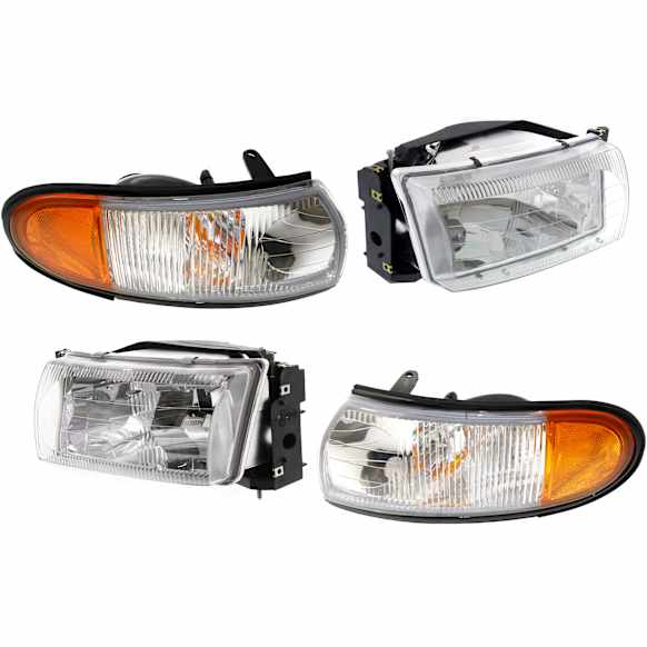 4-Piece Kit Driver and Passenger Side Halogen Headlight, With bulb(s), OE Replacement, Includes (2) Headlight and (2) Corner Light