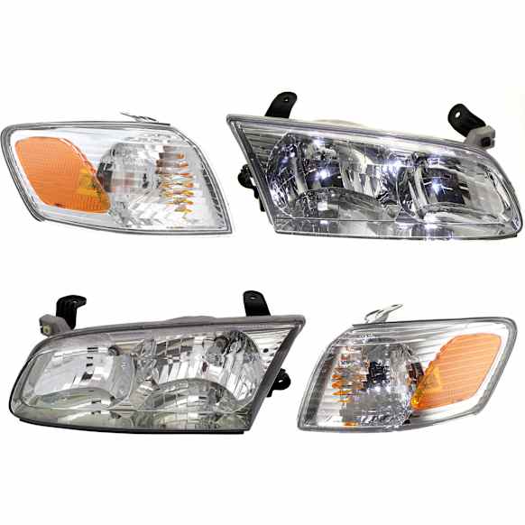 4-Piece Kit Driver and Passenger Side Halogen Headlight, With bulb(s), OE Replacement, Includes (2) Headlight and (2) Corner Light