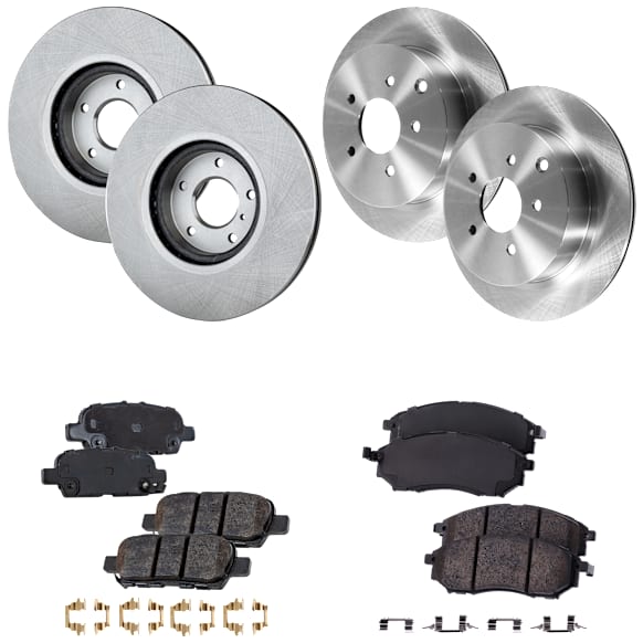 4-Wheel Set Front and Rear Brake Disc and Pad Kit, Plain Surface 5 Lugs Front-320.04 mm/Rear-308 mm Ceramic Pro-Line Series, Includes (4) Brake Disc and (2) Brake Pad Set