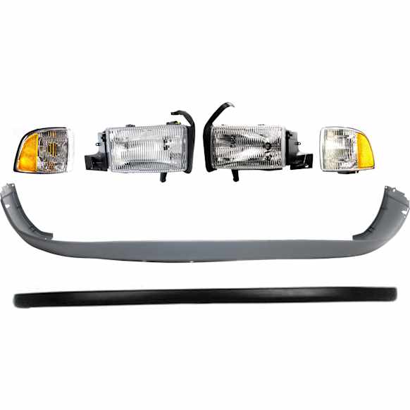 6-Piece Kit Driver and Passenger Side Halogen Headlight, With bulb(s), OE Replacement, Includes (2) Headlight, (2) Corner Light and (2) Bumper Cover
