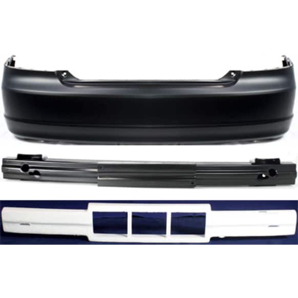 3-Piece Kit, Rear Primed Bumper Cover, Coupe, Includes (1) Bumper Absorber, (1) Bumper Cover, and (1) Bumper Reinforcement