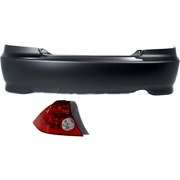 2-Piece Kit, Rear Primed Bumper Cover, Includes (1) Bumper Cover and (1) Tail Light