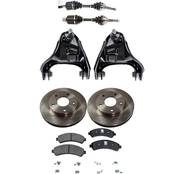 7-Piece Kit Front, Driver and Passenger Side Axle Assembly - New 7-Piece Kit 4WD, Includes (2) Brake Disc, (1) Brake Pad Set, (2) Control Arm and (2) Axle Assembly