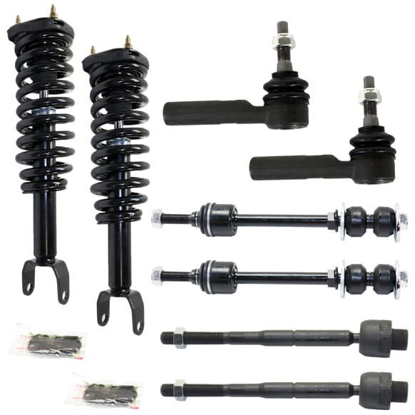 8-Piece Kit Front, Driver and Passenger Side Fully Loaded Strut, RWD, Includes (4) Tie Rod End, (2) Sway Bar Link and (2) Shock Absorber and Strut Assembly