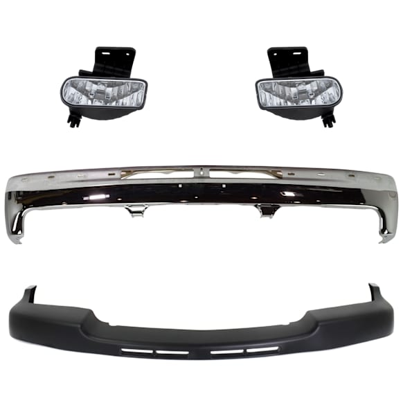 2002 Chevrolet Silverado 2500 HD - 3-Piece Kit Front Bumper, New Body Style, Chrome, Includes (1) Bumper, (1) Bumper Trim and (1) Fog Light