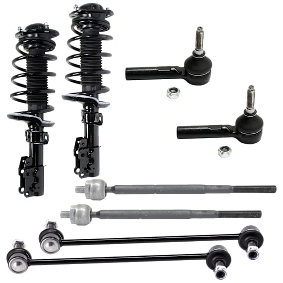 8-Piece Kit Front, Driver and Passenger Side Fully Loaded Strut, Includes (2) Loaded Strut, (2) Sway Bar Link, and (4) Tie Rod End