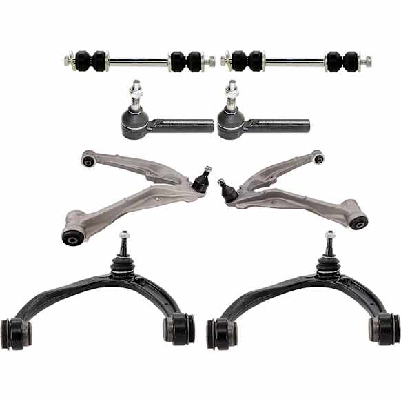 8-Piece Kit Control Arm Includes (4) Control Arm, (2) Sway Bar Link, and (2) Tie Rod End