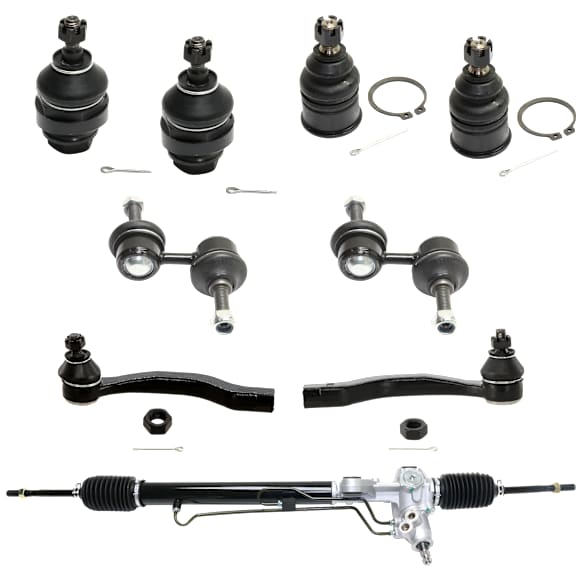 9-Piece Kit Steering Rack, Power, Includes (1) Steering Rack, (4) Ball Joint, (2) Tie Rod End and (2) Sway Bar Link