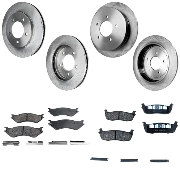4-Wheel Set Front and Rear Brake Disc and Pad Kit, Plain Surface Front-308 mm/Rear-334.01 mm 4WD Pro-Line Series, Includes (4) Brake Disc and (2) Brake Pad Set