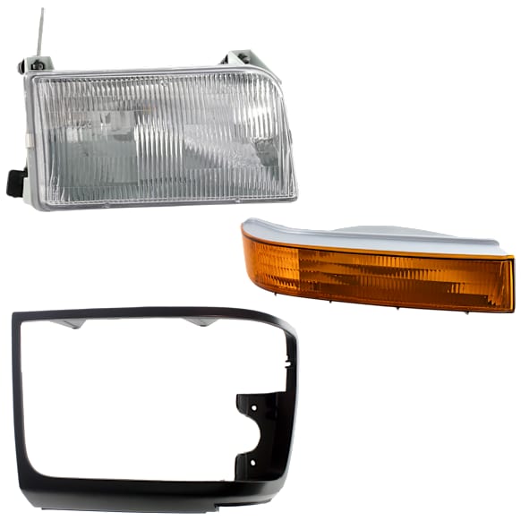 3-Piece Kit Passenger Side Halogen Headlight, Includes (1) Headlight, (1) Headlight Door and (1) Turn Signal Light