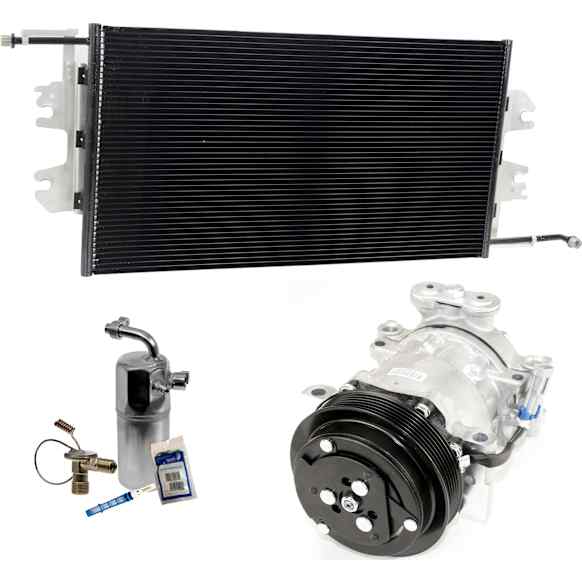 1999 GMC Savana 2500 - 3-Piece Kit A/C Compressor Kit, 4.3L 6Cyl, Front Exp Valve 3411243, O-Ring Seal Kit 1321274, Acum/Drier 1411644, Without Rear A.C., 4.33in Diameter, 6 Groove, HT6, Hoses Built to Top, PAG 46 Oil, with 2 O'Clock Coil, With Clutch