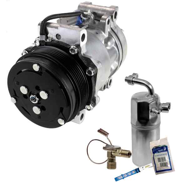 2-Piece Kit A/C Compressor Kit, With Clutch, 6-Groove Pulley, Includes (1) A/C Compressor and (1) A/C Service Kit