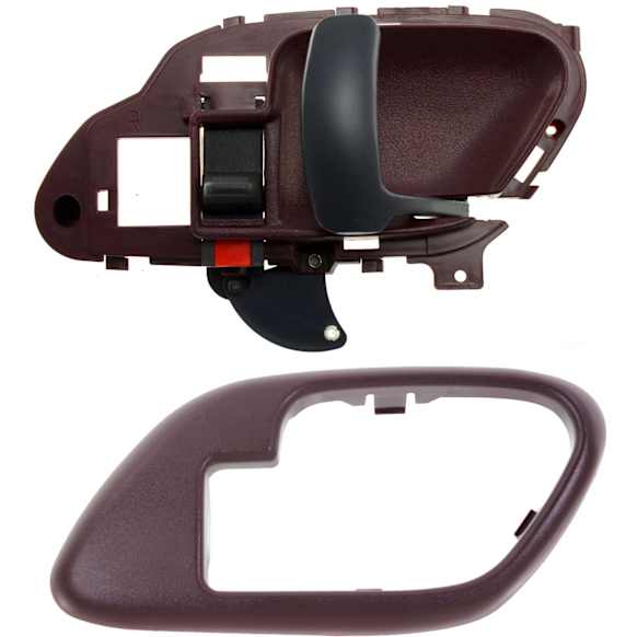 1998 Chevrolet K1500 Silverado - 2-Piece Kit Front, Passenger Side Red bezel with black lever Interior Door Handle, With Door Lock Button, Includes (1) Door Handle Trim and (1) Interior Door Handle