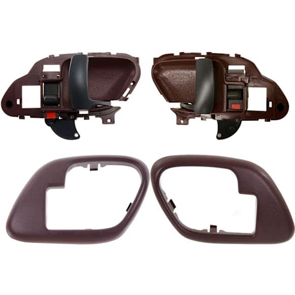 1997 GMC C1500 - 4-Piece Kit Front, Driver and Passenger Side Red bezel with black lever Interior Door Handle, Includes (2) Door Handle Trim and (2) Interior Door Handle