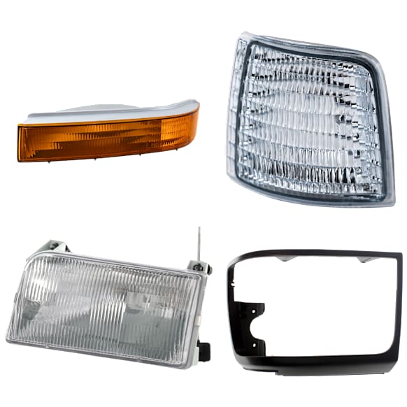 4-Piece Kit Driver Side Halogen Headlight, Includes (1) Corner Light, (1) Headlight, (1) Headlight Door, and (1) Turn Signal Light
