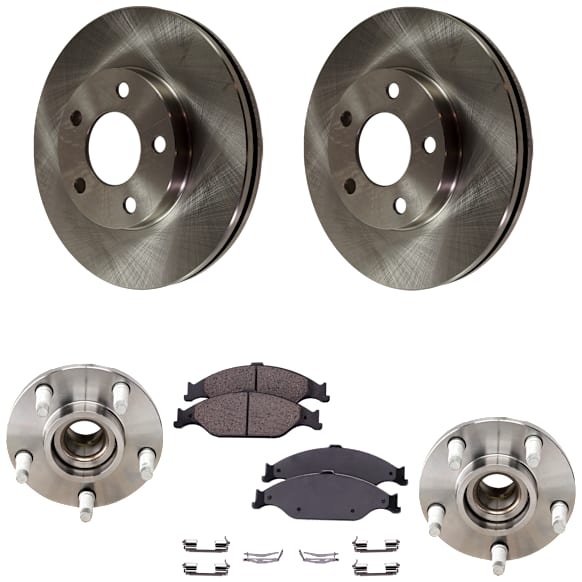 2-Wheel Set Front Wheel Hub, Includes (2) Brake Disc, (1) Brake Pad Set, and (2) Wheel Hub