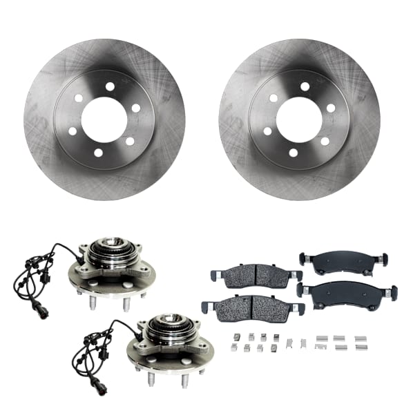 2-Wheel Set Front Wheel Hub,, 4WD, Includes (1) Brake Pad Set, (2) Wheel Hub and (2) Brake Disc