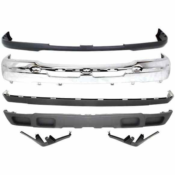 6-Piece Kit, Front, Upper Primed Bumper Cover, Includes (1) Bumper, (1) Bumper Cover, (2) Bumper Trim, and (2) Valance