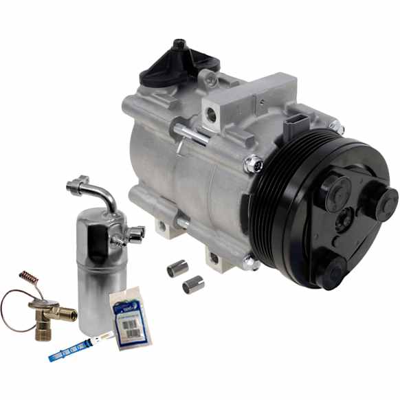 2-Piece Kit A/C Compressor Kit, With Clutch, 6-Groove Pulley, Includes (1) A/C Compressor and (1) A/C Service Kit