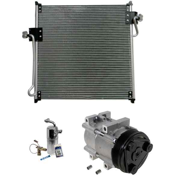 2006 Mazda B3000 - 3-Piece Kit A/C Compressor Kit, 3.0L 6Cyl, With Clutch, 6-Groove Pulley,  Includes (1) A/C Compressor, (1) A/C Condenser, and (1) A/C Service Kit (A/C Accumulator, A/C Orifice Tube, and A/C O-Ring and Gasket Seal Kit)