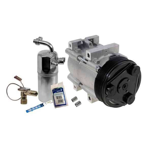 2-Piece Kit A/C Compressor Kit, With Clutch, 6-Groove Pulley, Includes (1) A/C Compressor and (1) A/C Service Kit