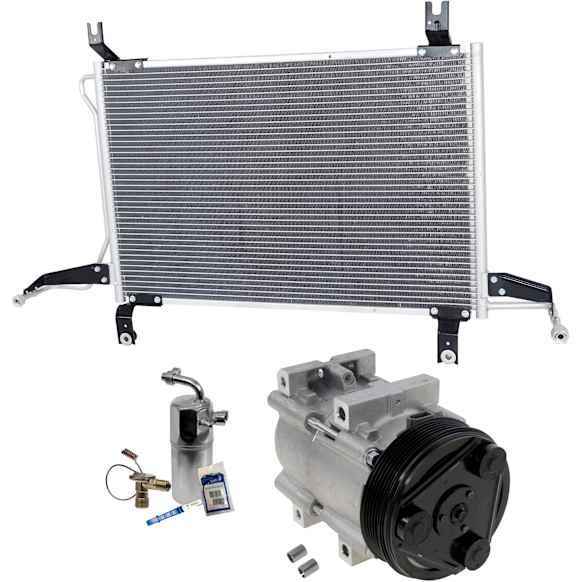 3-Piece Kit A/C Compressor Kit, With Clutch, 6-Groove Pulley, Includes (1) A/C Compressor, (1) A/C Condenser and (1) A/C Service Kit