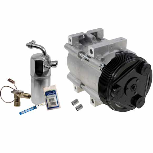 2-Piece Kit A/C Compressor Kit, With Clutch, 6-Groove Pulley, Includes (1) A/C Compressor and (1) A/C Service Kit