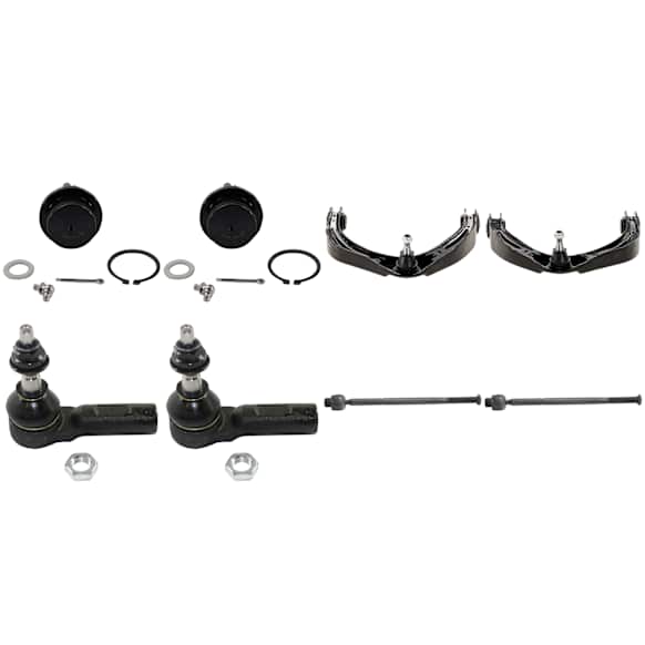 8-Piece Kit Front, Driver and Passenger Side, Upper Control Arm, Includes (2) Control Arm, (4) Tie Rod End and (2) Ball Joint