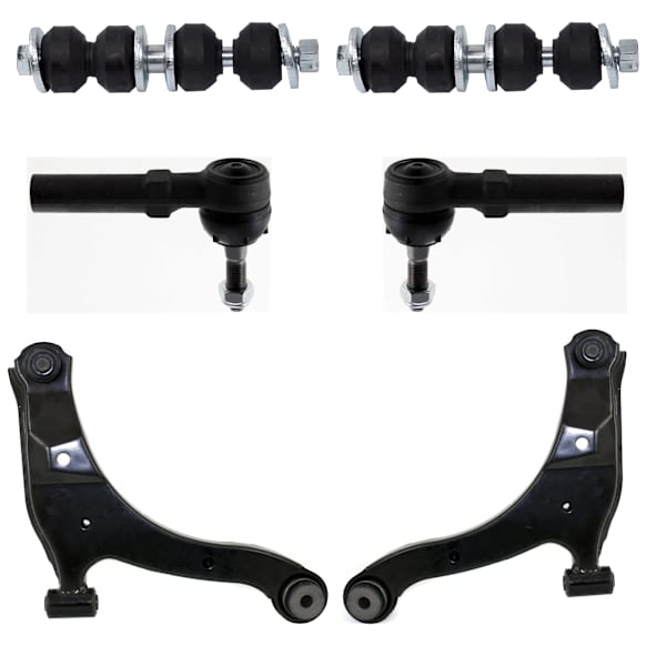 6-Piece Kit Front, Driver and Passenger Side, Lower Control Arm, Includes (2) Control Arm, (2) Tie Rod End and (2) Sway Bar Link