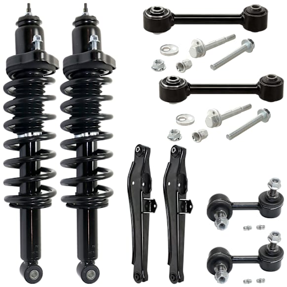 8-Piece Kit Rear, Driver and Passenger Side Fully Loaded Strut, FWD, Includes (2) Control Arm, (2) Lateral Link, (2) Sway Bar Link and (2) Shock Absorber and Strut Assembly