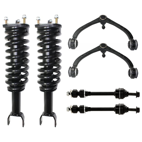 6-Piece Kit Front, Driver and Passenger Side Fully Loaded Strut, Includes (2) Shock Absorber and Strut Assembly, (2) Control Arm and (2) Sway Bar Link