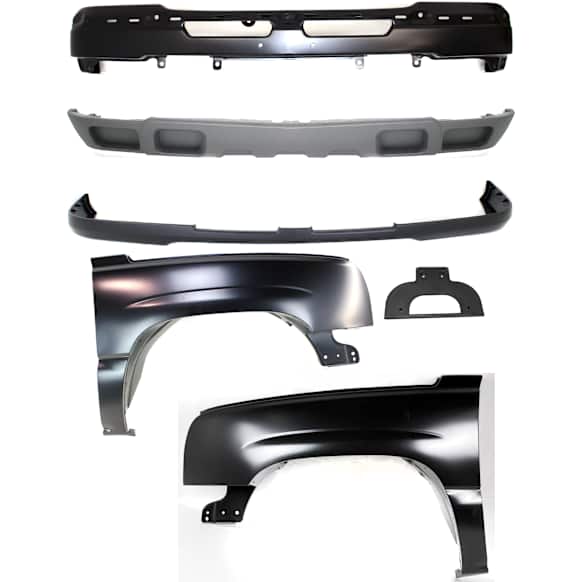 2003-2006 Chevrolet Silverado 1500 - 6-Piece Kit Front, Driver and Passenger Side Fender, Includes (1) Bumper, (1) Bumper Cover, (2) Fender, (1) License Plate Bracket, and (1) Valance