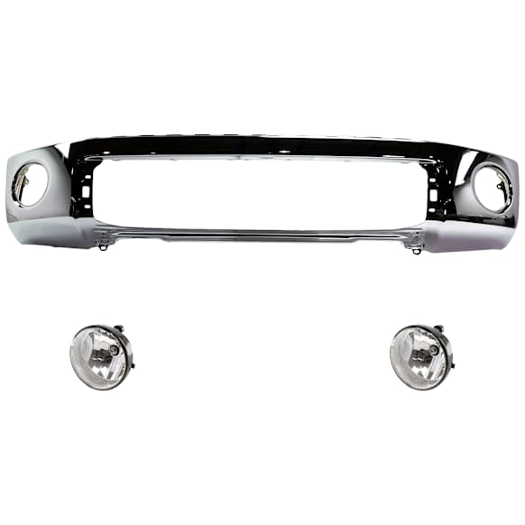 3-Piece Kit, Front Bumper, Chrome, Includes (1) Bumper and (2) Fog Light