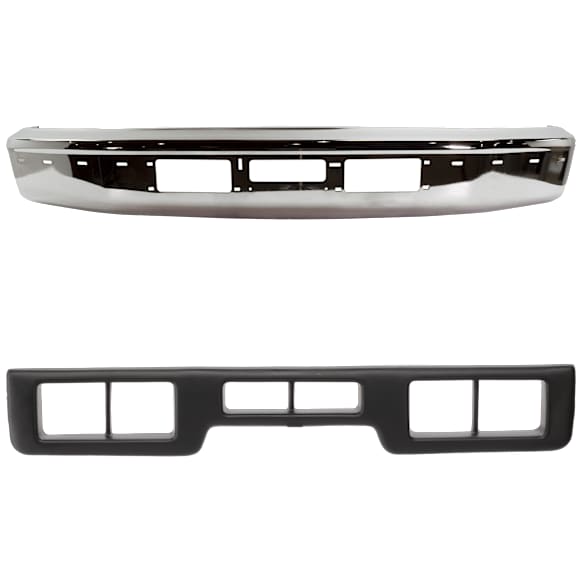 1992 Ford Bronco - 2-Piece Kit Front Bumper, For Models With Eddie Bauer Package, Chrome, Sport Utility, Includes (1) Bumper and (1) Bumper Trim