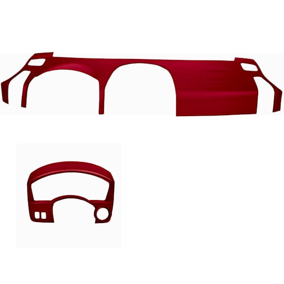 KIT-061224-DC224 2-Piece Kit Dash Cover, Red, Molded; Overlay Over Factory Dash, Includes (1) Dash Cover and (1) Instrument Panel Cover