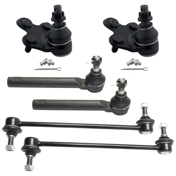 6-Piece Kit Front, Driver and Passenger Side Suspension Kit, Includes (2) Ball Joint, (2) Sway Bar Link, and (2) Tie Rod End