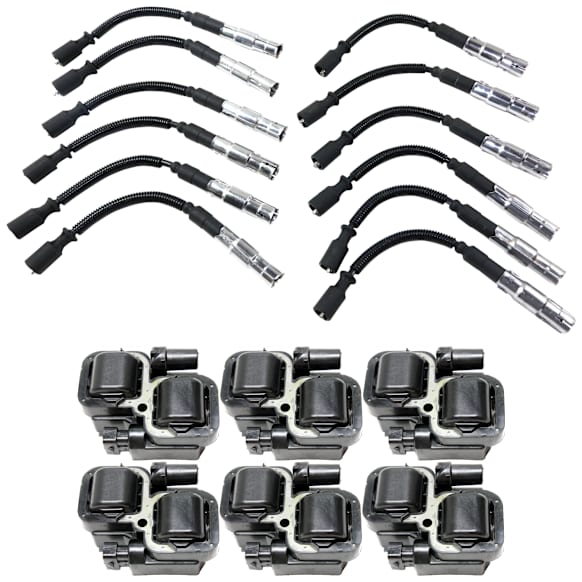 1998-2005 Mercedes Benz E320 - 7-Piece Kit Spark Plug Wire, 7-Piece Kit, Includes (1) Spark Plug Wire and (6) Ignition Coil