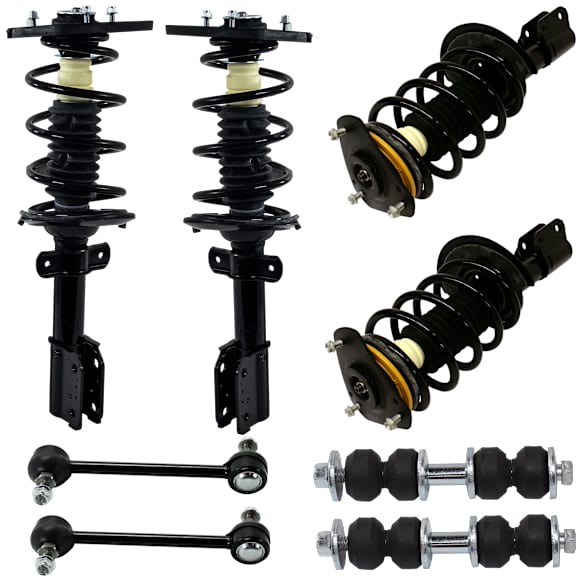 8-Piece Kit Front and Rear, Driver and Passenger Side Fully Loaded Strut, Includes (4) Sway Bar Link and (4) Shock Absorber and Strut Assembly