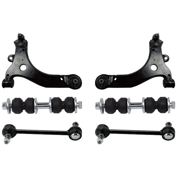 6-Piece Kit Front and Rear, Driver and Passenger Side, Lower Control Arm, Includes (2) Control Arm and (4) Sway Bar Link