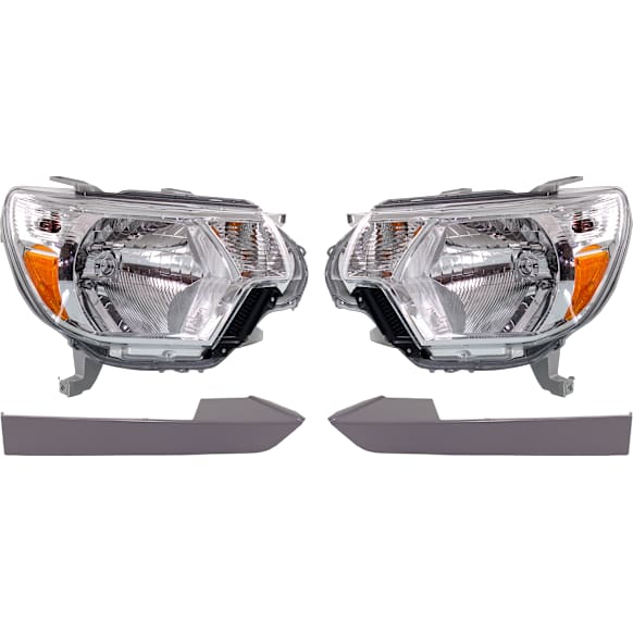 4-Piece Kit Driver and Passenger Side Halogen Headlight, With bulb(s), Type 1, OE Replacement, Includes (2) Headlight and (2) Headlight Filler