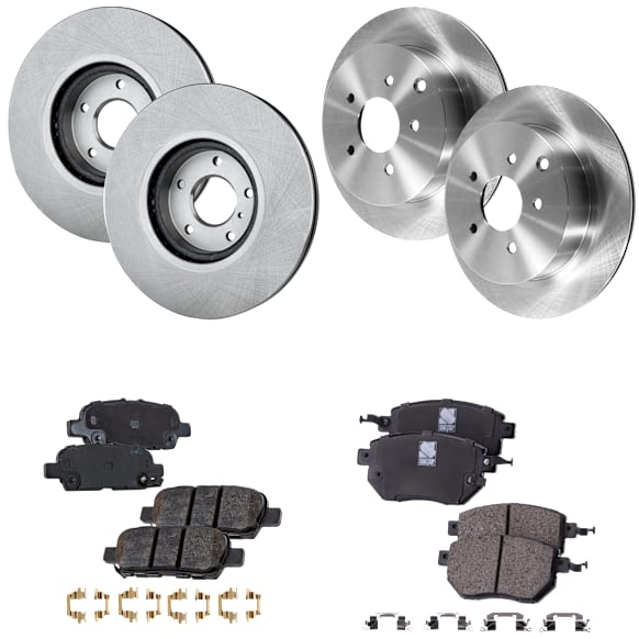 4-Wheel Set Front and Rear Brake Disc and Pad Kit, Plain Surface 5 Lugs Front-320.04 mm/Rear-308 mm Ceramic Pro-Line Series, Includes (4) Disc and (2) Pad Set
