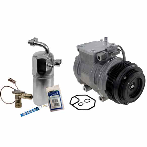 2002 Toyota Tacoma - 2-Piece Kit A/C Compressor Kit, 2.7L 4Cyl, With Clutch, 4-Groove Pulley,  Includes (1) A/C Compressor and (1) A/C Service Kit (A/C Expansion Valve, A/C Receiver Drier, and A/C O-Ring and Gasket Seal Kit)